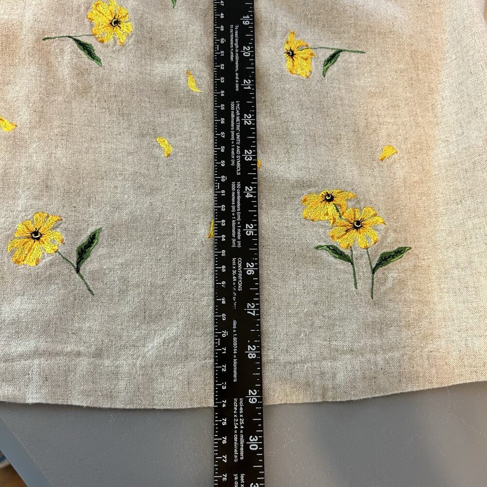 VTG National Wildlife Federation Linen Blend Skirt Yellow Floral Embroidered M - Picture 3 of 14